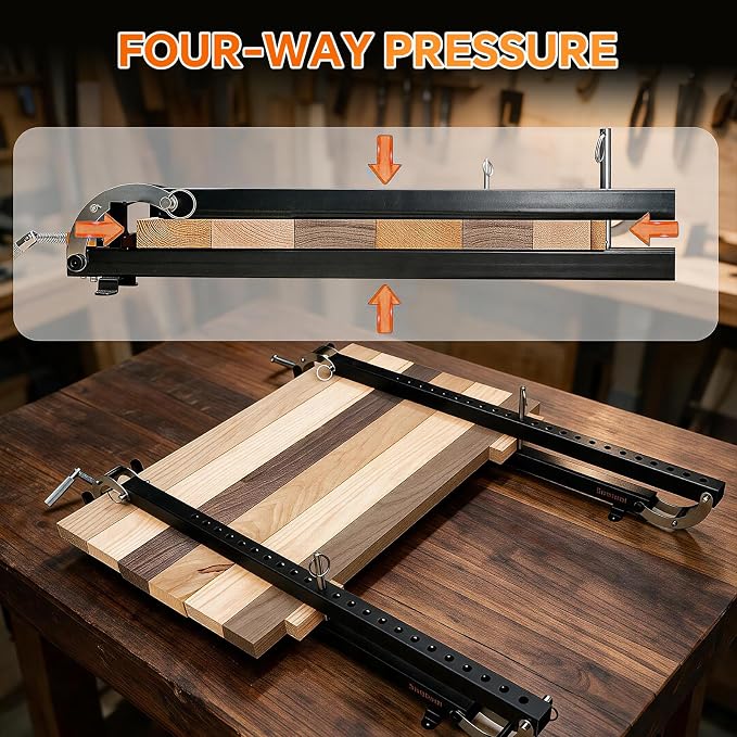 24 Inch Panel Clamps, 2 Pack Parallel Clamps, 4-Way Steel Pressure Clamps for Cabinet Doors, Tabletops, Woodworking and Cutting Boards