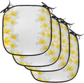 Lunarable Hawaiian Chair Cushion Pads Set of 4, Frangipani Blossoms Exotic Nature Garden Plumeria Flower Frame Relaxation Theme, Anti-Slip Seat Padding for Kitchen & Patio, 16"x16", Yellow White