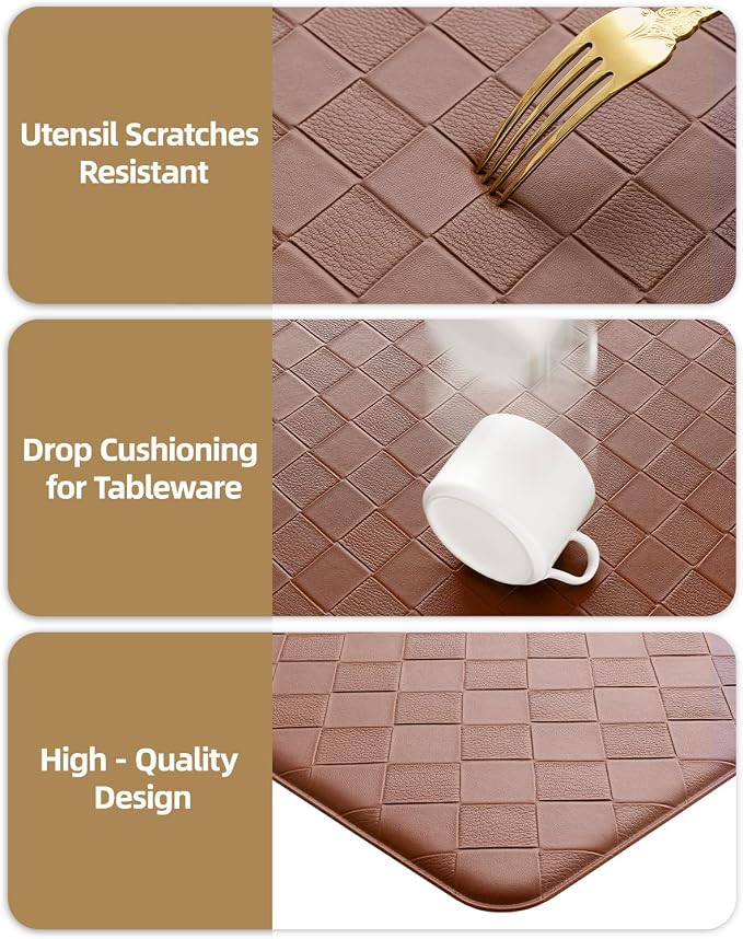 Color&Geometry Anti Fatigue Cushioned Kitchen Floor Mats,24"X94",Long Runner Rug Non Slip Waterproof,Memory Foam Padded Standing Mat for Front Sink,Brown
