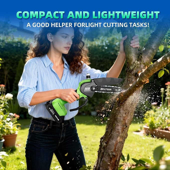 Mini Chainsaw, 6 Inch Mini Cordless Brushless Electric Chainsaw, 2×2.0Ah Batteries & Auto Oiler HandHeld Powered Chain Saw, for Tree Trimming Wood Cutting Garden and Yard Work