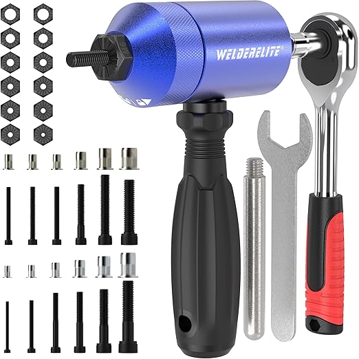 Rivet Nut Drill Adapter Kit - Dual Drive Modes: Drill/Ratchet, with 270pcs Nuts & 36pcs Mandrels (Blue)