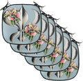 Lunarable Fleur De Lis Chair Cushion Pads Set of 6, Fleur-de-Lis Design with Roses Love Power Ornamental Art, Anti-Slip Seat Padding for Kitchen & Patio, 16"x16", Blue Grey Multicolor