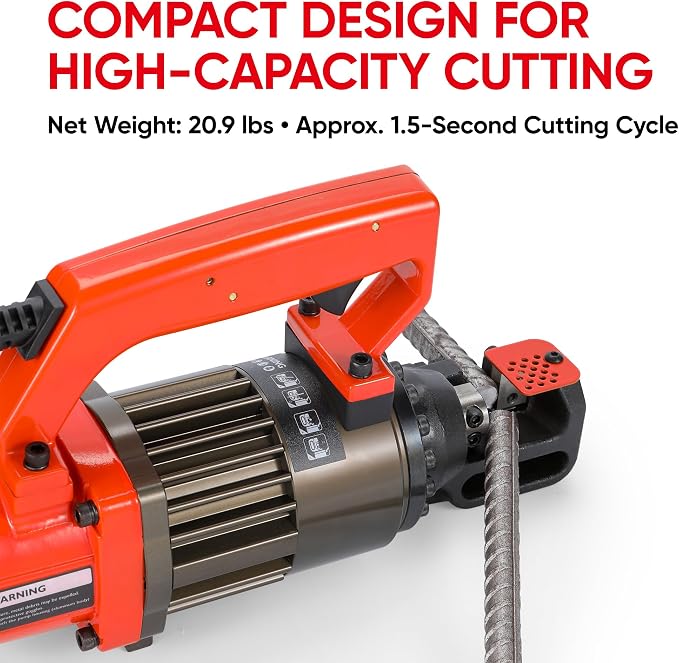 Electric Rebar Cutter, Portable 1300W Hydraulic Rebar Cutting Tool, Cuts up to 3/4 inch (#6) 4-20mm, 120V Corded, 1.5s Fast Cut, Model PC-20