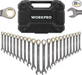 WORKPRO 22 PCS Ratchet Combination Wrench Set with Tool Box, Nickel Plating | with Organizer Box, Metric 6-18mm & SAE 1/4-3/4", 72-Teeth, For Home Project, Auto Repair, Plumbing, Construction, Machinery