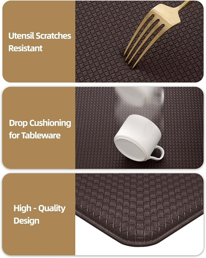 Color&Geometry Anti Fatigue Cushion Kitchen Mat for Floor -24"x59",Wide,Easy Clean, Water & Oil Proof, Anti Slip, Foam Rubber Runner Rug for Front Sink Comfort Standing,Brown