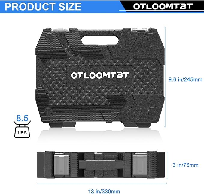 OTLOOMTBT 16PCS 1/2 In Drive Thicker Impact Socket Set, High Durability Industrial Grade Deep Metric Sizes Sockets Sets, with L Handle 5 In Extension Bars & Drill Socket Adapter with Premium Organizer