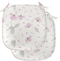 Lunarable Echinacea Chair Seating Cushion Set of 2, Spring Romance Repeating Floral Pattern in Pastel Tones, Anti-Slip Seat Padding for Kitchen & Patio, 16"x16", Off White Pale Pink