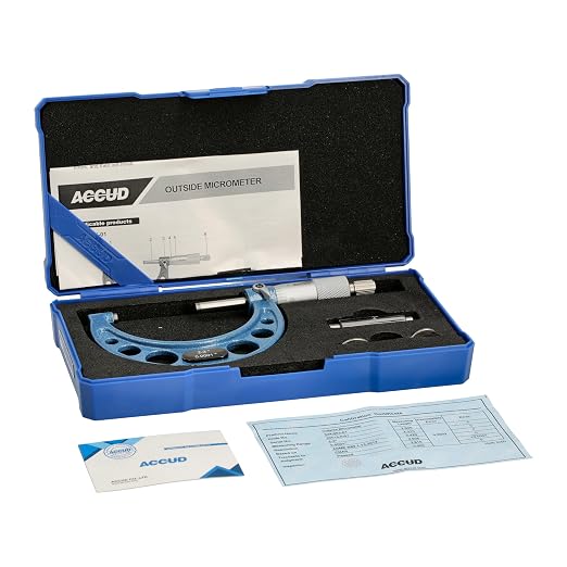 Outside Micrometer 2-3" Measuring Range, 0.0001" Graduation, Ultra-Precision Machinist Tool, Carbide Tips, Vernier Scale, Ratchet Stop, Includes Case