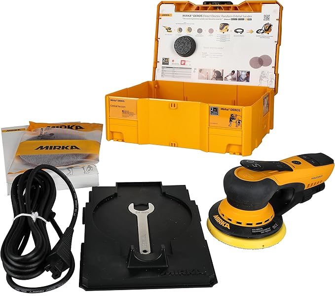 Mirka DEROS 550X CV - 5" Hook & Loop, 5.0mm Random Orbital Sander with Case - 110V Electric Power Tool for Woodworking, Drywall, Automotive Car & Wood Sanding - Professional Dust-Free Sander