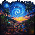 Mys Aurora 500 Pieces Puzzles for Adults, Starry Night Wooden Puzzles, Unique Shaped Jigsaw Puzzle Birthday Scenery Gift Challenging Family Game for Kids and Adults 15.9 * 15.9 Inches