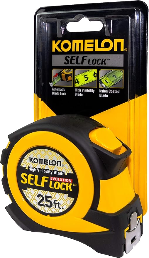 Komelon EV2825 25' x 1" Self-Lock Evolution Tape Measure, 1-Pack
