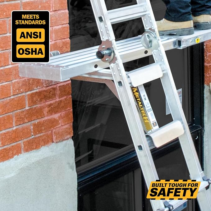 Metaltech Jobsite Series 3-Rung Ladder Jack 2-Pack E-LJ30P, Aluminum Jack for Scaffolding Extensions and Work Platforms, Scaffold, Masonry, Painting, and Roofing Tool for Job Site and Home Improvement