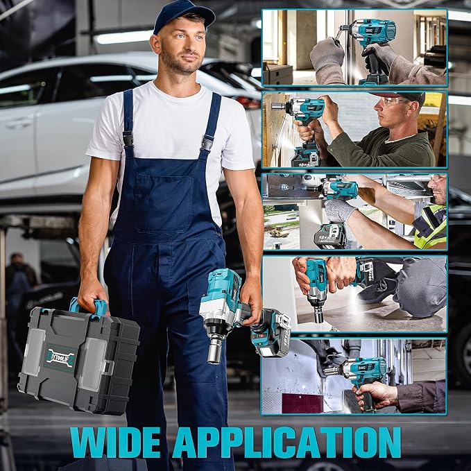 DIYtoolifz Cordless Impact Wrench 1/2" Compatible with Makita 18V Battery, 1000Ft-lbs (1360N.m) Brushless High Torque Impact Gun, Impact Driver for Car Truck Mower, with 2x5.0AH Battery & 6 Sockets