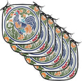 Lunarable Gallus Chair Cushion Pads Set of 6, Rooster Earth Fruit Growth Harvest Dandelion Vegetables, Anti-Slip Seat Padding for Kitchen & Patio, 16"x16", Olive Green Night Blue