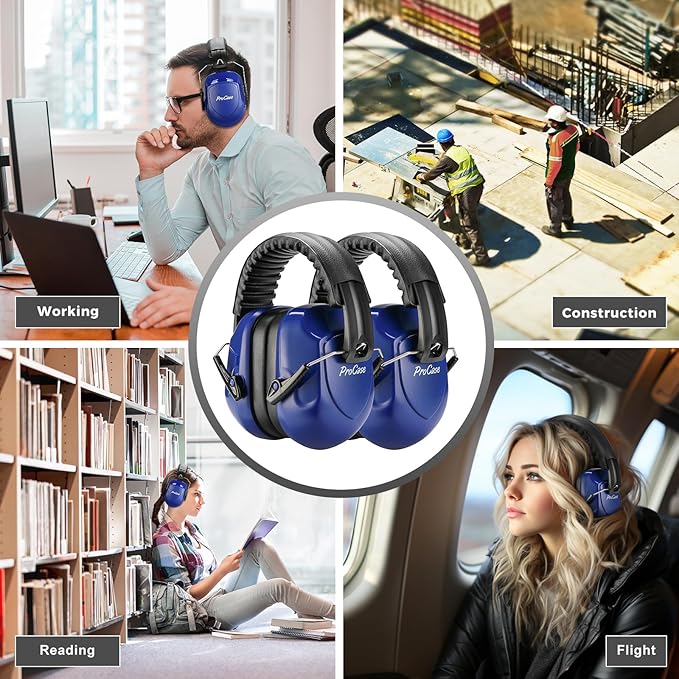 ProCase Noise Reduction Ear Muffs, Sound Proof Ear Protection, NRR 28dB Noise Cancelling Headphones for Adults Kids Autism, Hearing Protection for Shooting Gun Range Mowing -2 Packs, Navy