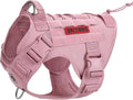 OneTigris Tactical Dog Harness Vest,No-Pull Service Dog Vest with Hook & Loop Panels,Adjustable Dog Vest Harness for Walking Hiking Training(Pink,L)
