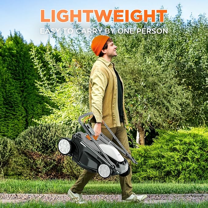 Litheli 16 Inch Lawn Mower 2x20V Electric Coreless Lawn Mower Lightweight Push Mower with 6-Position Height Adjustment, 2 x 4.0Ah Battery Include New