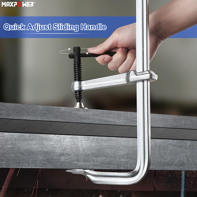 MAXPOWER 16-inch F Clamp, 4-3/4" Throat, Forged Full Steel Bar Clamp
