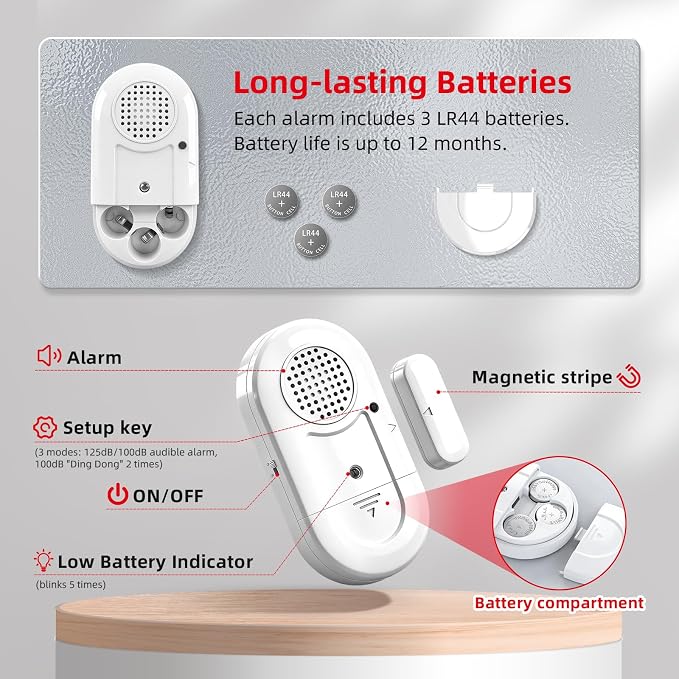 Sanjie Door Window Alarms - 5 Pack,110dB,Volume Control,Window Door Open Alarm Sensors for Kids Safety/Dementia/Pool,Wireless Sensors Keep Your Home Security,Easy to Install,Long Battery Life