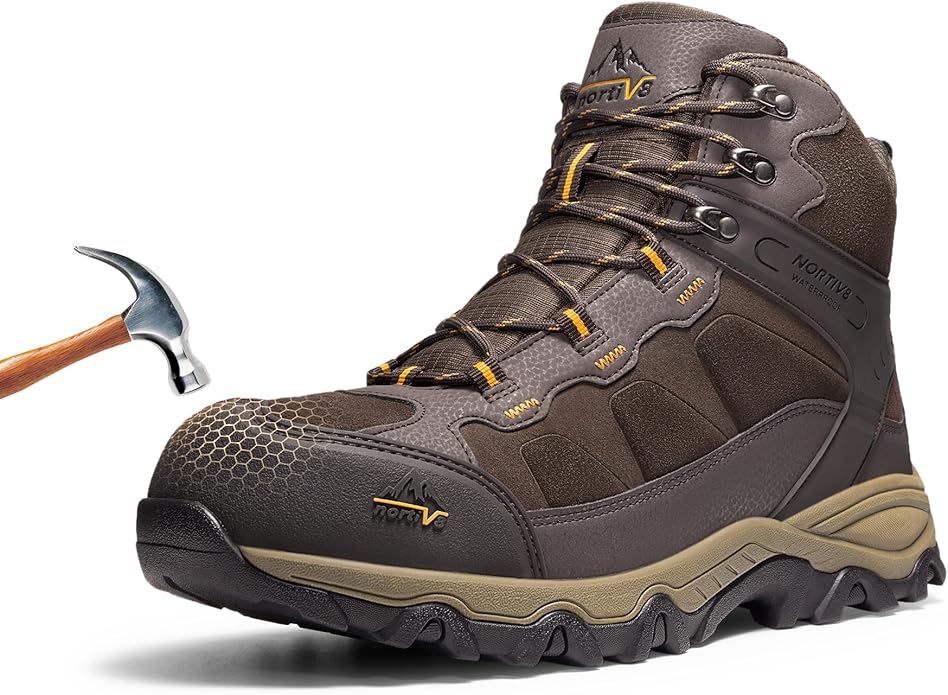 NORTIV 8 Waterproof Steel Toe Boots for Men Slip Resistant Safety Industrial Boots Paladin-Steel