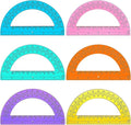 Zonon 6 Pieces Protractors Bulk Plastic 180 Degrees 6 Inch Translucent Protractors for Geometry, Angle Measurement, Students School Supplies