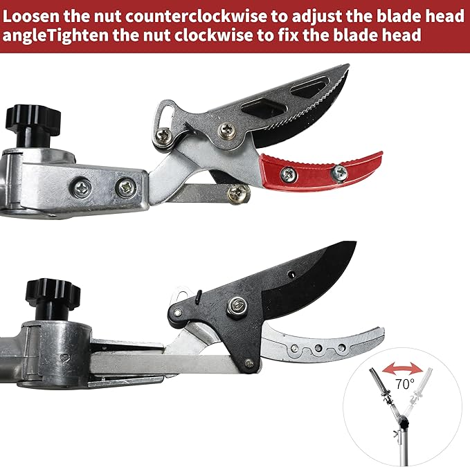 GARTOL Pruner for Garden, Cut Upto 1 Inch & Hold Telescopic Pole Pruner, Fruit Picker with Rotating Blade Head, Lightweight Aluminum Extendable Handle for Tree Branch Cutter, 3.67-5.45 FT, Silver