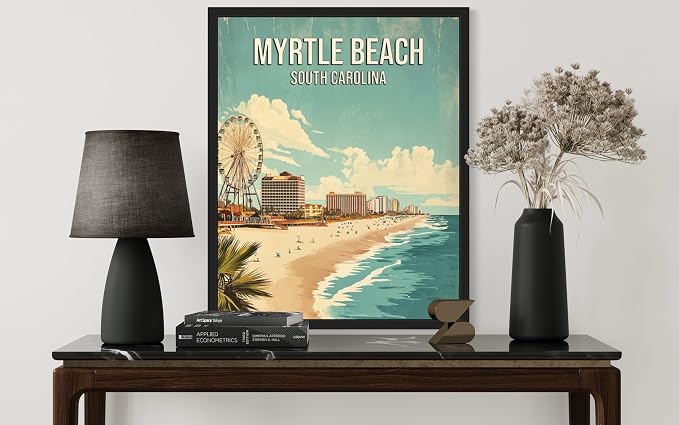 Myrtle Beach South Carolina Unframed Wall Art Print Poster, US Vintage Retro Beach Scenery Posters Prints for Restroom Home Picture Painting Artwork Gallery 219 (Myrtle Beach South Carolina, 24"L x 18"W, Unframed)