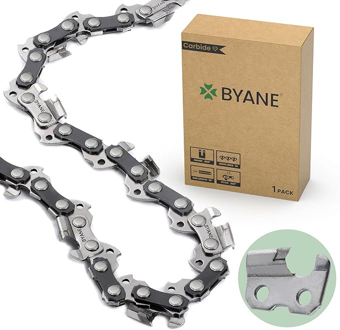 BYANE 18-Inch Carbide Chainsaw Chain .325" Pitch .063" Gauge 74 Drive Links | Fits Stihl MS271 Farm Boss, MS290, MS250, and MS261