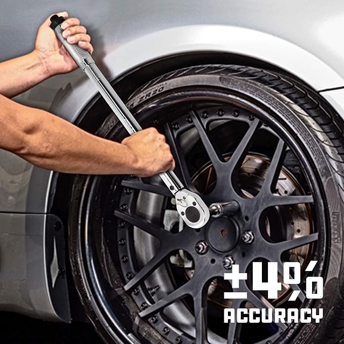 Powerbuilt 3/8-Inch Micrometer Torque Wrench, 5-80 Foot/Pounds and 0.7-11.2 Meter/Kilograms, Reversible Ratchet Clicks, Lockable - 644998