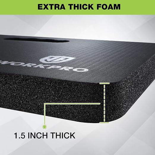 WORKPRO Extra Thick Kneeling Pad, 2-Pack, Soft NBR Foam Cushioning for Knee, Large Foam Kneeler Mat for Gardening, Bathing Baby, Exercise, Workout Supplies, 17.5 x 11 x 1.5 in, Black