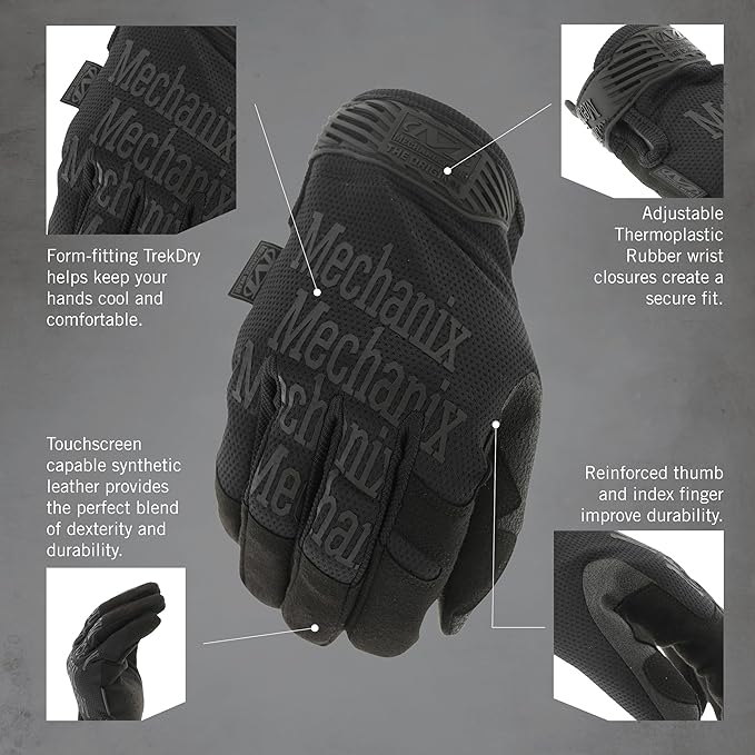 Mechanix Wear Original Tactical Glove - High Performance Anti-Slip Grip Safety Gloves - Impact Resistant & Touchscreen Capable - Small - Covert Black