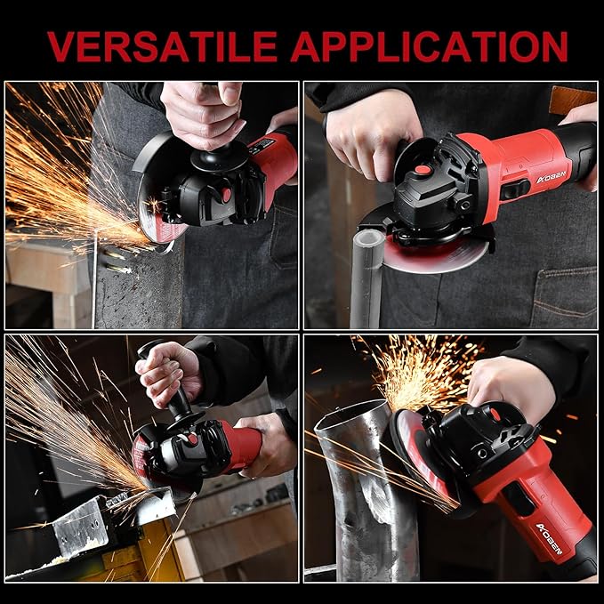 AOBEN 900W Angle Grinder 4-1/2 inch | 7.5Amp, 11000 RPM Corded Electric Grinder Tool, with Slide Switch, Safety Guard & Hand | for DIY Projects, Metal Cutting & Grinding