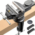 Table Vise or Bench Vise 3.2 Inch, 360° Swivel Clamp-On Vise Portable Home Vice with Large Anvil for Woodworking, Cutting Conduit, Drilling, Metalworking