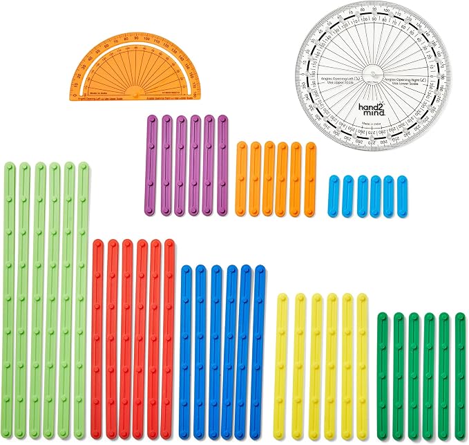hand2mind AngLegs Small Group Set with 8 Protractors, Geometry Manipulatives, Geometric Shapes for Classroom, Montessori Math Materials, Math Teaching Tools, 4th Grade Math Manipulatives for Kids