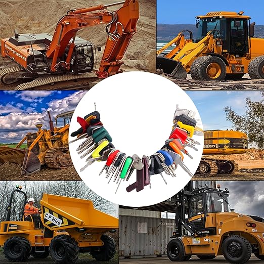 57PCS Heavy Equipment Keys Master Set, Construction Equipment Keys for Cat Caterpillar John Deere Komatsu Volvo Bobcat Kubota JCB Case New Holland Hitachi Hyster Yanmar Takeuchi Contractor Machinery