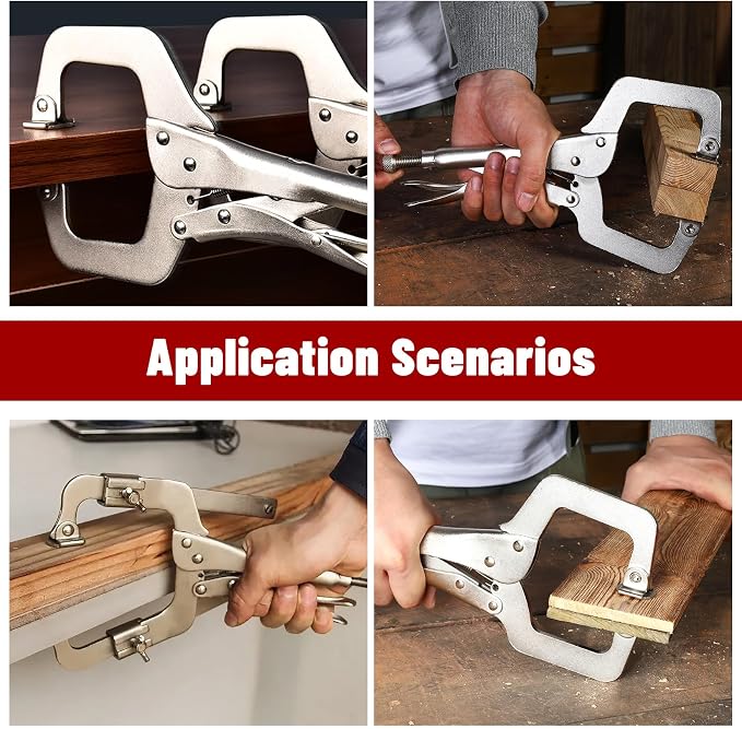 findmall 11 Inch Locking C-Clamp 5Pack Locking Pliers Adjustable Welding Clamps Vise W/Regular Tip and Swivel Pad for Shop Home Farm and Automotive