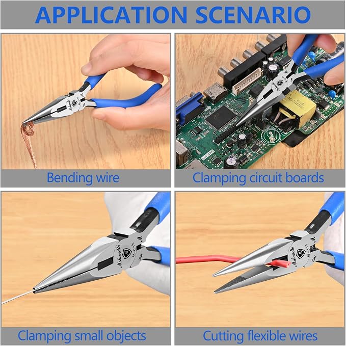 Needle Nose Pliers, mshandto Long Nose Pliers for Wire Bending, High Carbon Steel Needle Nose Plier, Serrated Jaw Pliers for Jewelry Making Electronics Repair Object Grasping Craft Making