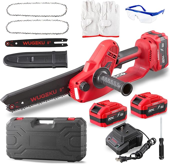 8-Inch Brushless Mini Chainsaw, Fits Makita 18V LXT Batteries | Auxiliary Handle for Steadier Two-Hand Control, 2×4.0Ah Batteries, Auto Oiler, Tool-Free Tension, Case & Safety Gear