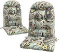 LVTXIII 2 Pack Outdoor Adirondack Chair Cushions, 44x19x4 Inch Water Repellent Patio Cushions for Rocking Chairs, Thick Tufted High Back Seat Cushion Set, Paisley Light Cyan