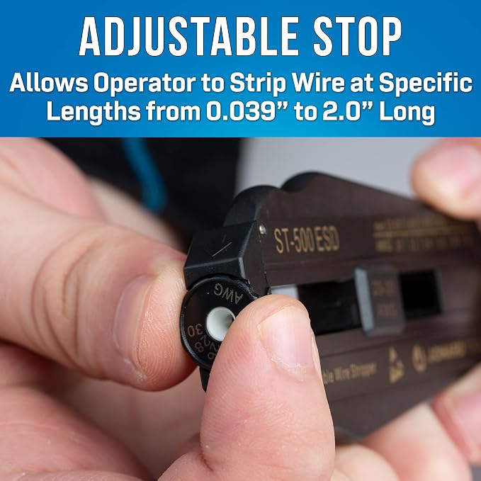 Jonard Tools ST-500ESD ESD-Safe Adjustable Precision Wire Stripper, 20-30 AWG