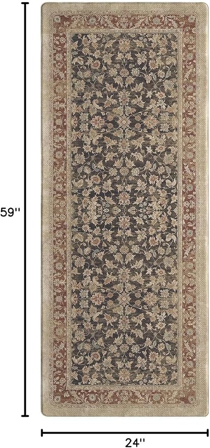 Color&Geometry Anti Fatigue Kitchen Mats for Floor 24x59, Vintage Decor, Easy Clean, Waterproof & Oil Proof, 0.4" Thick Cushioned, Non-Slip Kitchen Runner Rug for Sink, Laundry, Office, Light Taupe