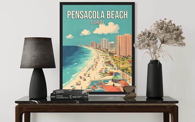 Pensacola Beach Florida Unframed Wall Art Print Poster, US Vintage Retro Beach Scenery Posters Prints for Restroom Home Picture Painting Artwork Gallery 219 (Pensacola Beach Florida, 20"L x 16"W, Unframed)