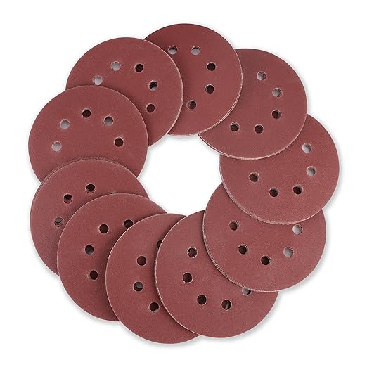 WORKPRO 100-Piece 220 Grit Sanding Discs - 5-Inch 8-Hole Hook and Loop Sandpaper for Random Orbital Sander (Not for Oscillating Tools or Mouse Sander)