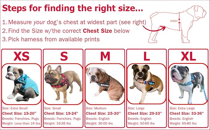 Adjustable Dog Harness– No Pull, No Choke – for English Bulldogs, French Bulldogs, Pugs & Broad-Chested Breeds – Easy, Safe Walks (Skull, Medium)