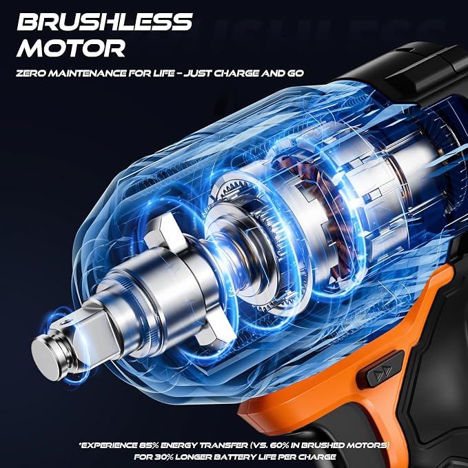 DECERK 900Nm High-Torque Impact Wrench - Covers 94% of OEM Torque Specs for Trucks, SUVs & Farm Equipment [4000mAh Dual Batteries] [1/2 Inch Driver] [21V MAX] Brushless, Cordless, Electric, Power,Gun