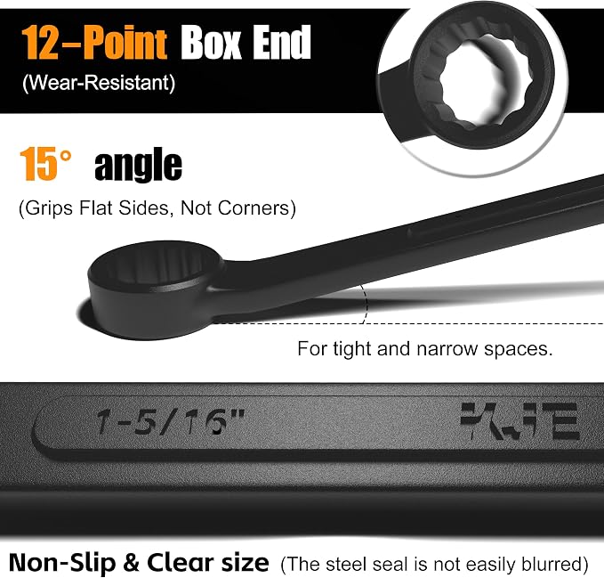 KJE 10-Piece Metric Black-Oxide Jumbo Combination Wrench Set, Open-End large Wrench, big Wrench Set, Metric Sizes 33 to 50mm for Large Vehicles