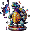 Bovearto Wooden Puzzles for Adults 500 piece, Unique Ocean Animal Shape | American Patriotic 4th of July Puzzles, Challenging Family Game Gift for Adults, Home Decor (15.6"x17.3")