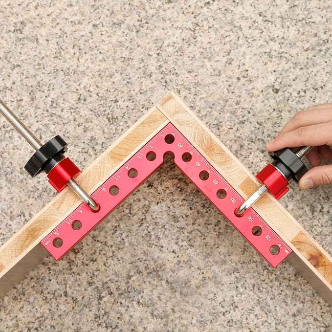 Corner Clamps for Woodworking 4 Pack 5.5"x 5.5" Right Angle Wood Clamps 90 Degree Carpenter Tools Positioning Squares for Frame,Box,Drawer,Cabinets,Gifts for Men Dad Red 4 Pack Set