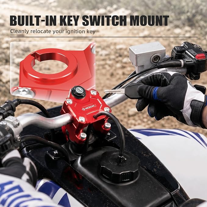 NICECNC Handlebar Clamp Compatible with Yamaha Banshee 350 YFZ350 1987-2006,Red