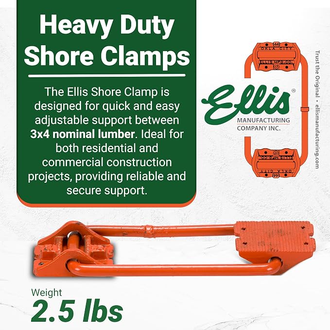 Ellis Shore Clamps - 3x4 Lumber Size, Adjustable Support System, Durable & Secure, Long-Lasting for Woodworking